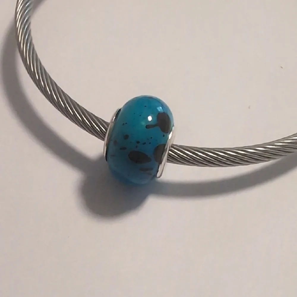 Blue And Black‎ Splattered Charm for Pandora Style Bracelet